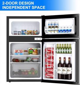 img 2 attached to Компактный холодильник Safeplus 3,2 куб. Фута с морозильной камерой, мини-холодильником из холоднокатаного листа и регулируемыми съемными полками для хранения в комнате в общежитии.