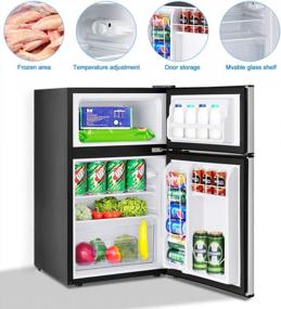 img 1 attached to Компактный холодильник Safeplus 3,2 куб. Фута с морозильной камерой, мини-холодильником из холоднокатаного листа и регулируемыми съемными полками для хранения в комнате в общежитии.
