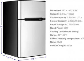 img 3 attached to Компактный холодильник Safeplus 3,2 куб. Фута с морозильной камерой, мини-холодильником из холоднокатаного листа и регулируемыми съемными полками для хранения в комнате в общежитии.