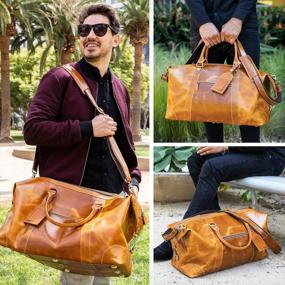 img 2 attached to Oversized Genuine Leather Duffel Bag For Travel And Weekend Getaways - Stylish Buffalo Leather Luggage For Men And Women - Ideal Sports, Gym, And Overnight Carry-On - Perfect Gift Idea