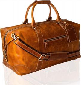 img 4 attached to Oversized Genuine Leather Duffel Bag For Travel And Weekend Getaways - Stylish Buffalo Leather Luggage For Men And Women - Ideal Sports, Gym, And Overnight Carry-On - Perfect Gift Idea
