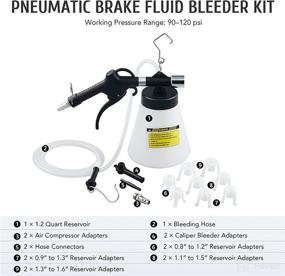 img 3 attached to 🔧 Orion Motor Tech Pneumatic Brake Fluid Bleeder Kit - 1L Vacuum Brake Bleeder with 8 Master Cylinder Adapters for Solo Brake Fluid Replacement - Brake Fluid Bleeder Kit