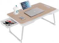 baodan laptop bed table: foldable desk with storage, ideal for breakfast, studying on bed/sofa/couch/floor logo