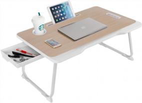 img 4 attached to Baodan Laptop Bed Table: Foldable Desk with Storage, Ideal for Breakfast, Studying on Bed/Sofa/Couch/Floor