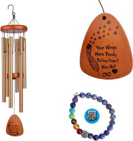 img 4 attached to Pet Memorial Wind Chime with Rainbow Bridge 🌈 Bracelet: A Soothing Sympathy Gift for Loss of Loved One