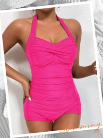 img 3 attached to Ruched One Piece Bathing Suit For Women - Tummy Control Boyleg Swimsuit From MOLYBELL
