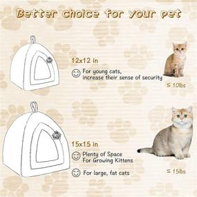 img 3 attached to 🐾 Self-Warming Pet Bed by Hollypet - Cozy Triangle Cat House Hut for Kittens and Small Dogs - 15 x 15 x 15 inches - Includes Washable Cushion - Ideal for Indoor and Outdoor Use - Dark Gray