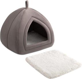 img 1 attached to 🐾 Self-Warming Pet Bed by Hollypet - Cozy Triangle Cat House Hut for Kittens and Small Dogs - 15 x 15 x 15 inches - Includes Washable Cushion - Ideal for Indoor and Outdoor Use - Dark Gray