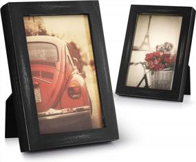 img 4 attached to Emfogo Vintage Black Picture Frames With Real Glass: 2 Pack Solid Wood Rustic 4X6 Photo Frames For Wall Decor