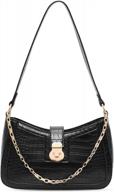 baigio women's faux leather shoulder bag crocodile pattern clutch bag metal snap-fastener black logo