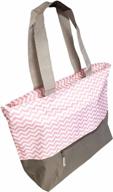 personalized xl beach tote chevron print weekender bag w/ mesh handles & outer pocket logo