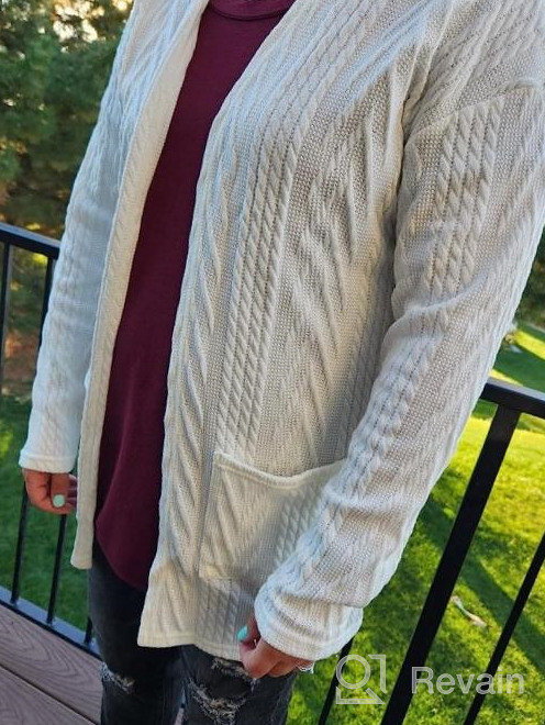 img 1 attached to Women'S Lightweight Cable Knit Cardigan With Pockets - MEROKEETY Casual Long Sleeve Open Front Solid Color review by Jasmine Reed