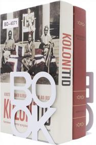 img 4 attached to Stylish White Metal Bookends - Unigift'S Fashionable Non-Skid Bookends