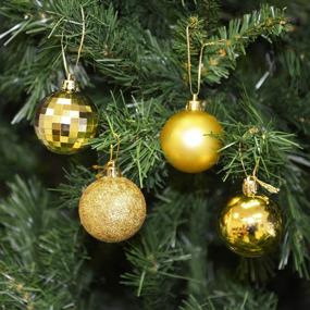img 1 attached to 2 Inch (5CM) Gold Christmas Ornament Balls For Xmas Tree - Allgala 36 PK, 4 Style