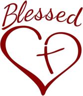 🙏 blessed cross and heart christian vinyl sticker | car truck wall laptop decal | red | 4" x 5.5 логотип