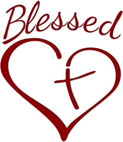 img 4 attached to 🙏 Blessed Cross and Heart Christian Vinyl Sticker | Car Truck Wall Laptop Decal | Red | 4" x 5.5