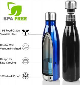 img 1 attached to Sfee Insulated Water Bottle, 17Oz Stainless Steel Water Bottles, Double Wall Vacuum Reusable Water Bottles Leak Proof BPA-FREE Sports Bottle Cup Keep Hot&Cold For Running Gym Workout Cycling Kids