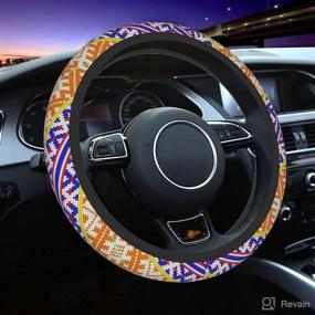 img 4 attached to 🚗 Stylish and Functional 15 Inch Fun Line Car Steering Wheel Cover for Women and Men - Anti-Slip, Sweat Absorbent, and Universally Compatible