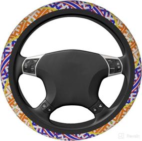 img 3 attached to 🚗 Stylish and Functional 15 Inch Fun Line Car Steering Wheel Cover for Women and Men - Anti-Slip, Sweat Absorbent, and Universally Compatible