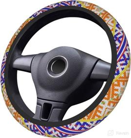 img 2 attached to 🚗 Stylish and Functional 15 Inch Fun Line Car Steering Wheel Cover for Women and Men - Anti-Slip, Sweat Absorbent, and Universally Compatible