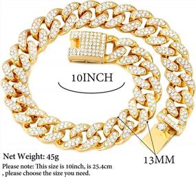 img 3 attached to Gold/Silver Cuban Link Dog Collar Metal Chain For Dogs & Cats 8-28 Inches Long Jewelry Pet Accessory