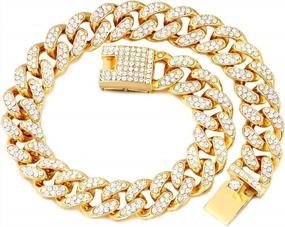 img 4 attached to Gold/Silver Cuban Link Dog Collar Metal Chain For Dogs & Cats 8-28 Inches Long Jewelry Pet Accessory