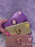 img 1 attached to Glitter Bling Sparkly IPhone SE 2022/2020 Case With Ring Stand - Women Girls Protective Cover For IPhone SE 3Rd Gen/2Nd Gen/8/7 - Gold, By Wisdompro review by Amy Mears