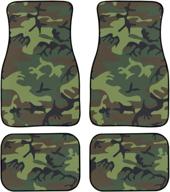 🚗 ledback army green camo print carpet car floor mats: universal fit for sedan, suvs, truck or vans - all weather protection (set of 4pcs) logo