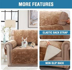 img 1 attached to Premium Velvet Sofa Slipcover 100% Waterproof - Large 72 Inch Couch Cover With Elastic Straps For Pets Dogs - Classic Flower Pattern Furniture Protector Non Slip