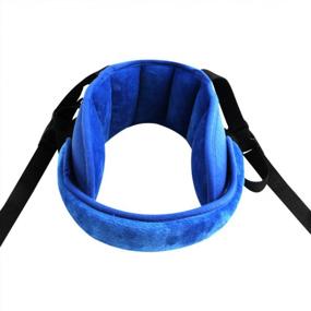 img 4 attached to Say Goodbye To Car Seat Discomfort With KAKIBLIN Adjustable Toddler Head Support Band In Blue
