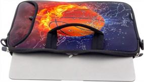 img 2 attached to Путешествуйте стильно с сумкой для ноутбука RICHEN — неопреновый чехол для ноутбука с карманом для аксессуаров (14–15,6 дюймов, баскетбольный огонь)