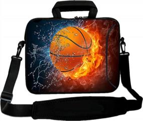 img 4 attached to Travel In Style With RICHEN Laptop Shoulder Bag – Neoprene Notebook Case With Accessories Pocket (14-15.6 Inch, Basketball Fire)