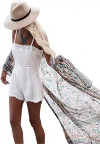 img 3 attached to Bohemian Floral Kimono Cardigan: GRACIN Women'S Beach Swimsuit Cover Up Blouse