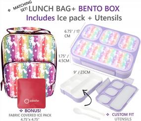img 3 attached to Colorful Unicorn-Themed Kinsho Bento Lunch Box With Leakproof Design, Bag And Ice Pack For Kids And Toddlers