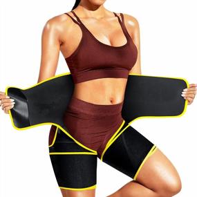 img 4 attached to 3-In-1 Sauna Waist Trainer, Butt Lifter, And Thigh Trimmer For Women - Sweat Body Shaper And Exercise Wrap For Workout And Sports