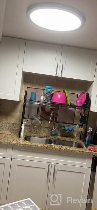 img 1 attached to Over The Sink Dish Drying Rack Stainless Steel Black With Utensil Holder & Cutting Board Holder - Rustproof Kitchen Organizer Shelf By GSlife review by Heidi Wilson