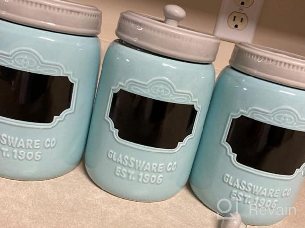 img 1 attached to Mason Jar Ceramic Canister Set For Kitchen - Set Of 3 Decorative Storage Containers With Air-Tight Lids For Coffee, Sugar & More - Country Style Storage W/Reusable Writable Surface - 12.85Oz/Canister review by Jason Martinez