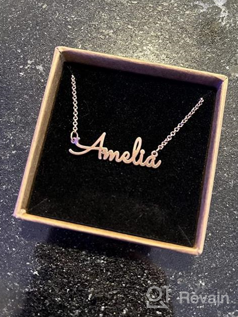 img 1 attached to Personalized Gold Name Necklace | Custom Name Plate Necklace in Sterling Silver | SexyMandala review by Esther Fisher