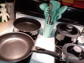 img 6 attached to Набор кухонной утвари из черного силикона Deedro из 16 предметов - термостойкие инструменты для приготовления пищи с держателем, антипригарным шпателем, гаджетами для выпечки и приготовления пищи