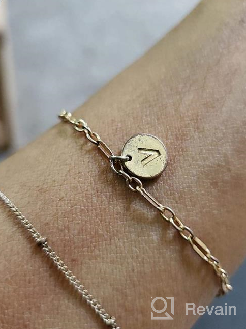 img 1 attached to 🔥 Anoup Gold Initial Bracelets for Women, 14K Gold Plated Personalized Disc Charm Bracelets - Dainty and Stylish Jewelry for Women and Girls review by Lisa Brown