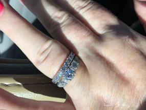 img 7 attached to Обручальное кольцо из стерлингового серебра с 3 камнями и кубическим цирконием CZ для женщин - кольцо Promise в стиле ар-деко, с родиевым покрытием, размер 4-10