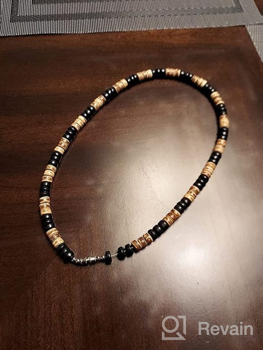 img 1 attached to 🌴 Authentic Native Treasure Wood Coco Bead Surfer Necklace with Sturdy Twist Lock Clasp - 14-22 inch Length review by Carl Henderson