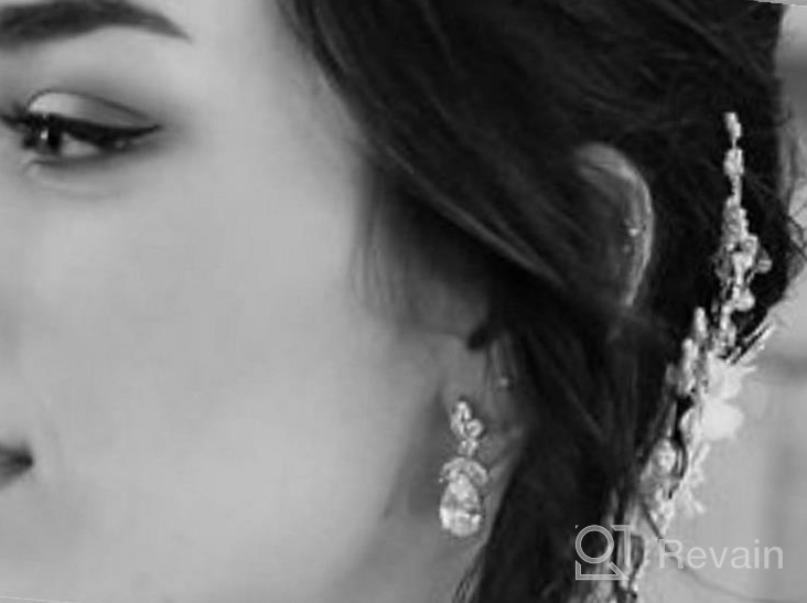 img 1 attached to Exquisite Gold Plated Teardrop Cluster Bridal Earring with CZ Crystal Rhinestones – Ideal Wedding Jewelry for Brides review by Sarah More