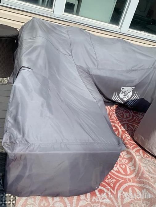 img 1 attached to Heavy Duty Waterproof L-Shaped Outdoor Sectional Sofa Cover - 6 Windproof Straps, Air Vent & ClawsCover - 83"L/104"Lx 32"Dx31"H (Left Facing) review by Chris Webb