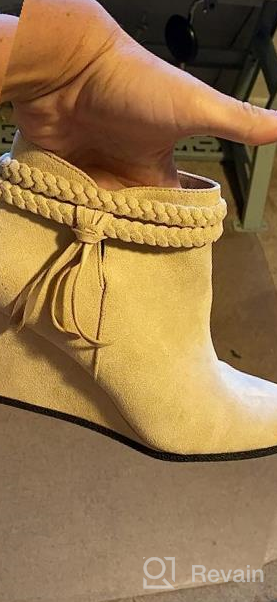 img 1 attached to Fringe Braided Strap Ankle Wedge Boots For Women - Stylish Western Heeled Booties Perfect For Fall Dressing review by Patrick Biletnikoff