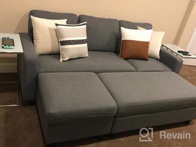 img 1 attached to Small Space Sectional Sofa With Ottoman: HONBAY Reversible Dark Grey L-Shaped Couch And Chaise. review by Jeffrey Mosqueda