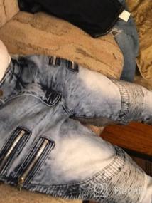 img 6 attached to Джинсы джинсовой ткани пригонки застегнутые молнией людей сорванные для стиля байкера и тонкого прямого комфорта