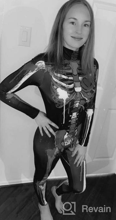 img 1 attached to Women Halloween Skull Print Jumpsuit Outfit Long Sleeve Costume review by Will Porter