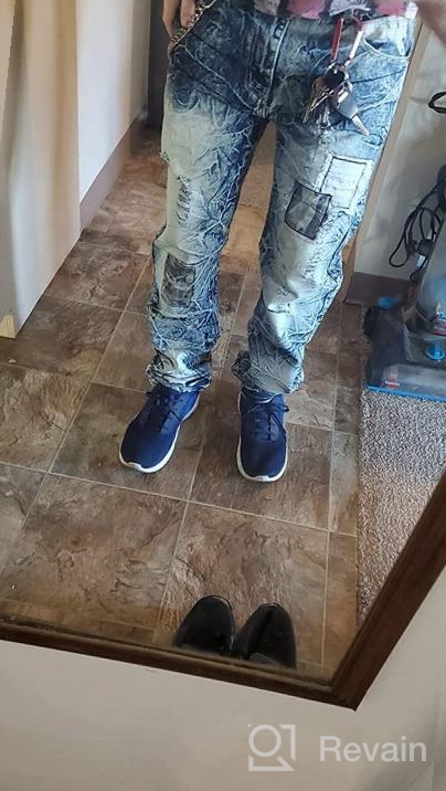 img 1 attached to 👖 Enrica Men's Slim Fit Ripped Distressed Jeans with Patches Pants review by Johnny Mcnealy