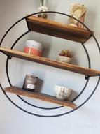 img 1 attached to Rustic Farmhouse Decor 3 Tier Floating Shelves - Round Wood & Metal Hanging Circle Shelf, Geometric Circular Tiered Wall Shelf review by Jay Williamson